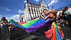 People take part in the LGBTIQA+ Pride Parade in Budapest