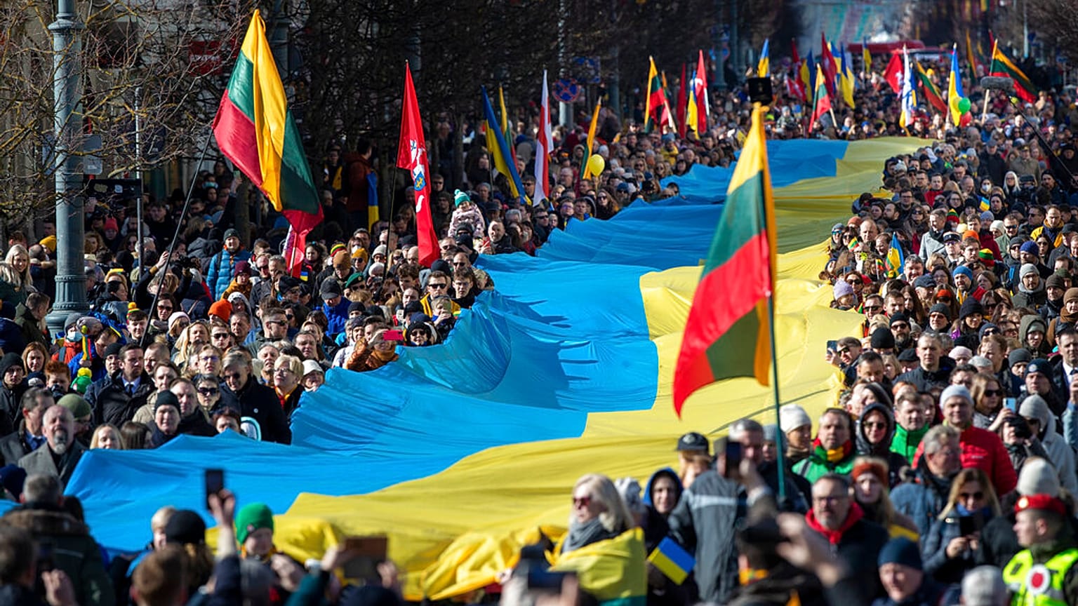 A celebration of Lithuania's independence in Vilnius, Lithuania, Friday, March 11, 2022. 