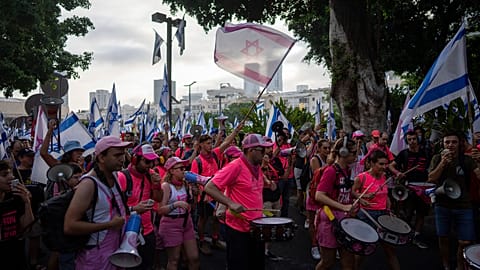 Israelis protest in Tel Aviv against government plans to overhaul the judicial system 