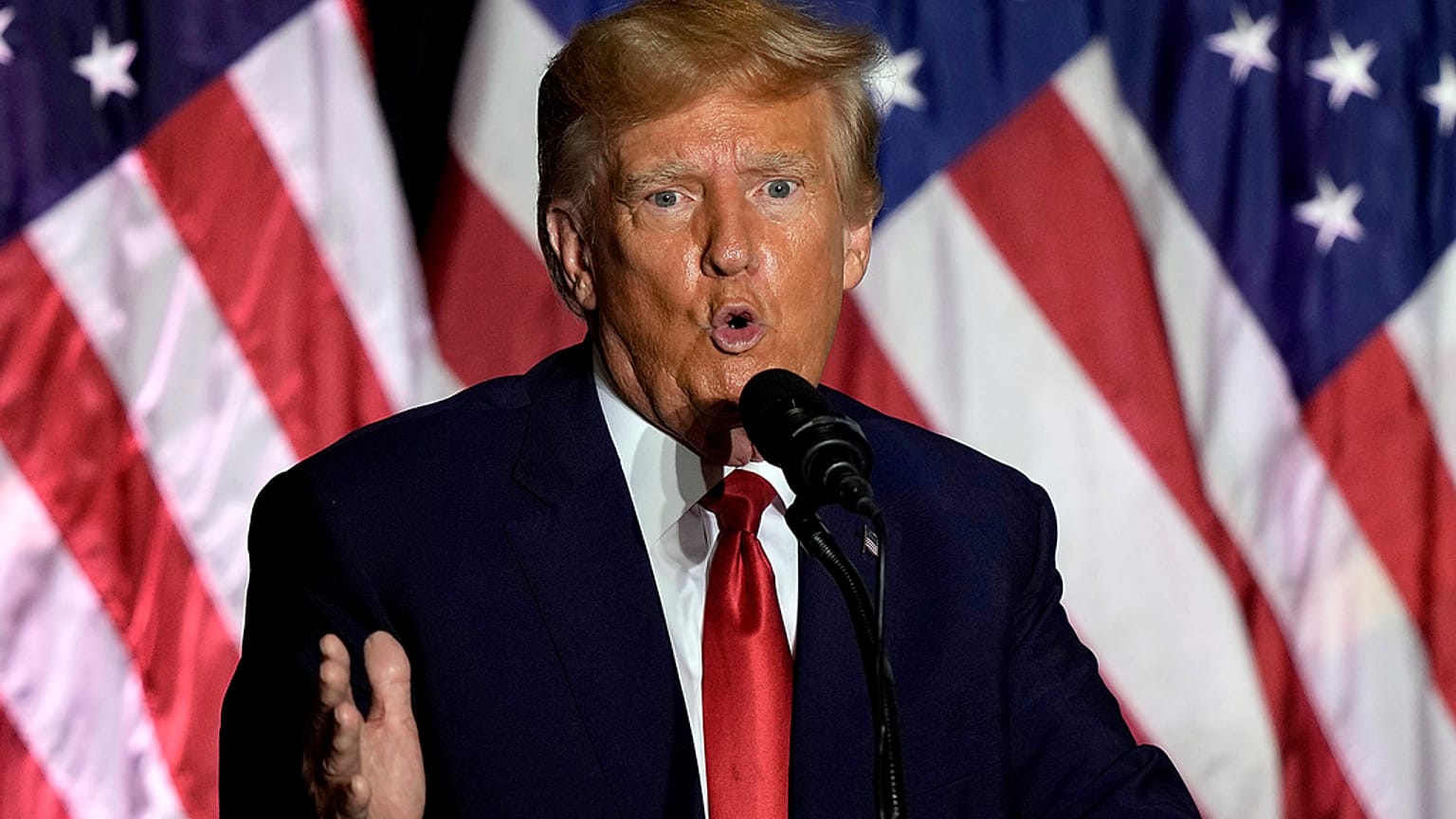 FILE - Former President Donald Trump speaks during a rally, July 7, 2023, in Council Bluffs, Iowa. 