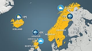 Carte météorologique d'Europe du Nord en juillet 2023.
