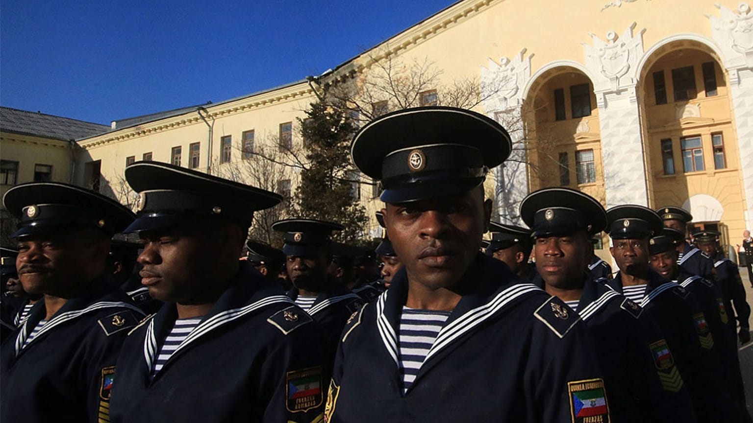 A Nakhimov felsőfokú haditengerészeti akadémia hallgatóinak egy csoportja