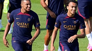 Kylian Mbappé à l'entraînement du PSG ce jeudi avec son petit frère Ethan