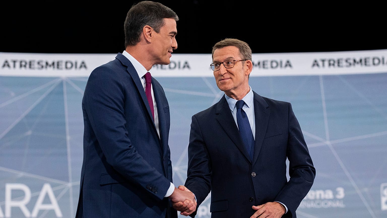 Pedro Sánchez (PSOE) e Alberto Núñez Feijóo (PP)