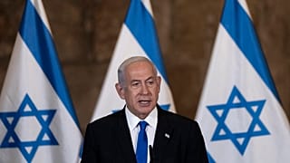 Israel's Prime Minister Benjamin Netanyahu speaks at the weekly cabinet meeting, in the Western Wall tunnels in the Old City of Jerusalem, Sunday, May 21, 2023.
