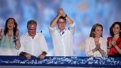 مرشح الحزب الشعبي اليميني الإسباني ألبرتو نونييس فيخو، في مقر الحزب في مدريد إسبانيا. 