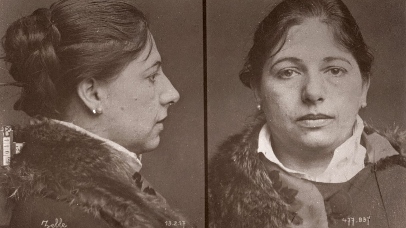 Mata Hari's mug shot, taken on 13 February, 1917
