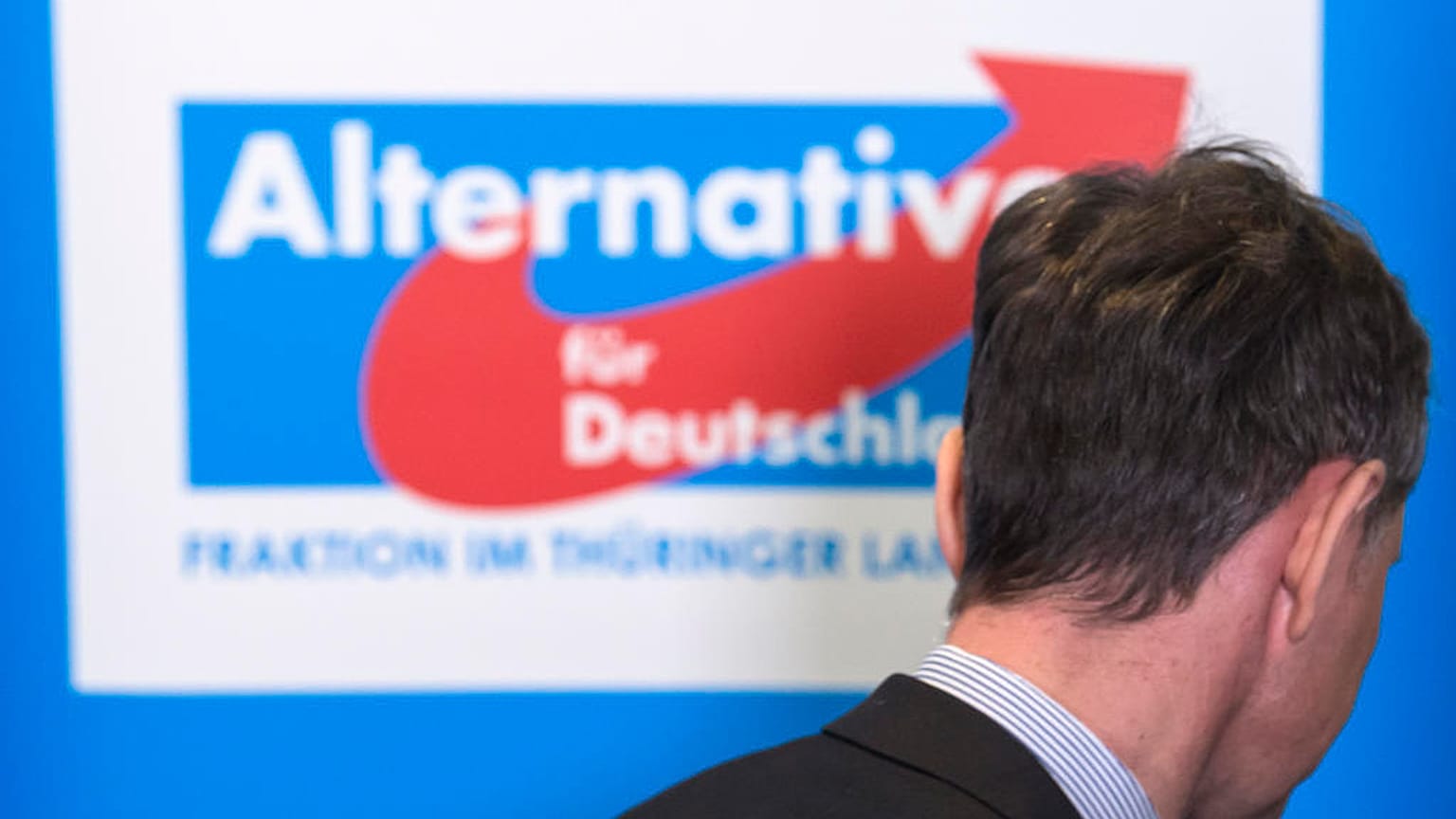 Bjoern Hoecke, member of the Alternative fuer Deutschland (AfD) in the German state of Thuringia, 2017.