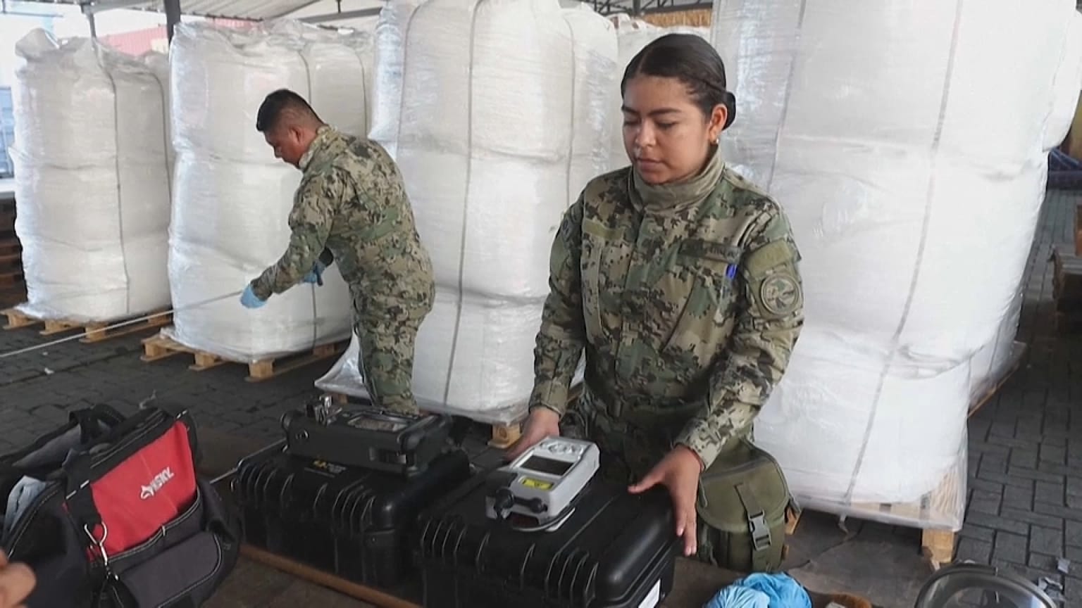 Controles de seguridad y búsqueda de estupefacientes en el Puerto de Manzanillo, en el Estado de Colima