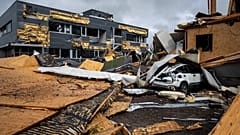 Numerosos vehículos quedaron destrozados y los tejados arrancados.