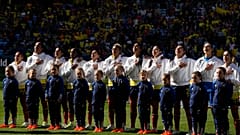المنتخب الكولومبي قبل انطلاق مباراة المجموعة الثامنة في كأس العالم للسيدات لكرة القدم بين كولومبيا وكوريا الجنوبية في استاد سيدني لكرة القدم في سيدني ، أستراليا 25 يوليو 2023