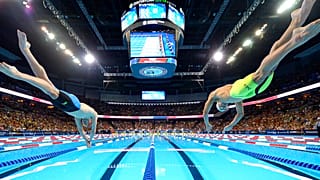 Pace Clark és Micahel Phelps egy úszóversenyen 2016-ban 