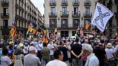 Un rassemblement à l'initiative de l'Assemblée nationale catalane, dans les rues de Barcelone, le 24 juillet 2023. 