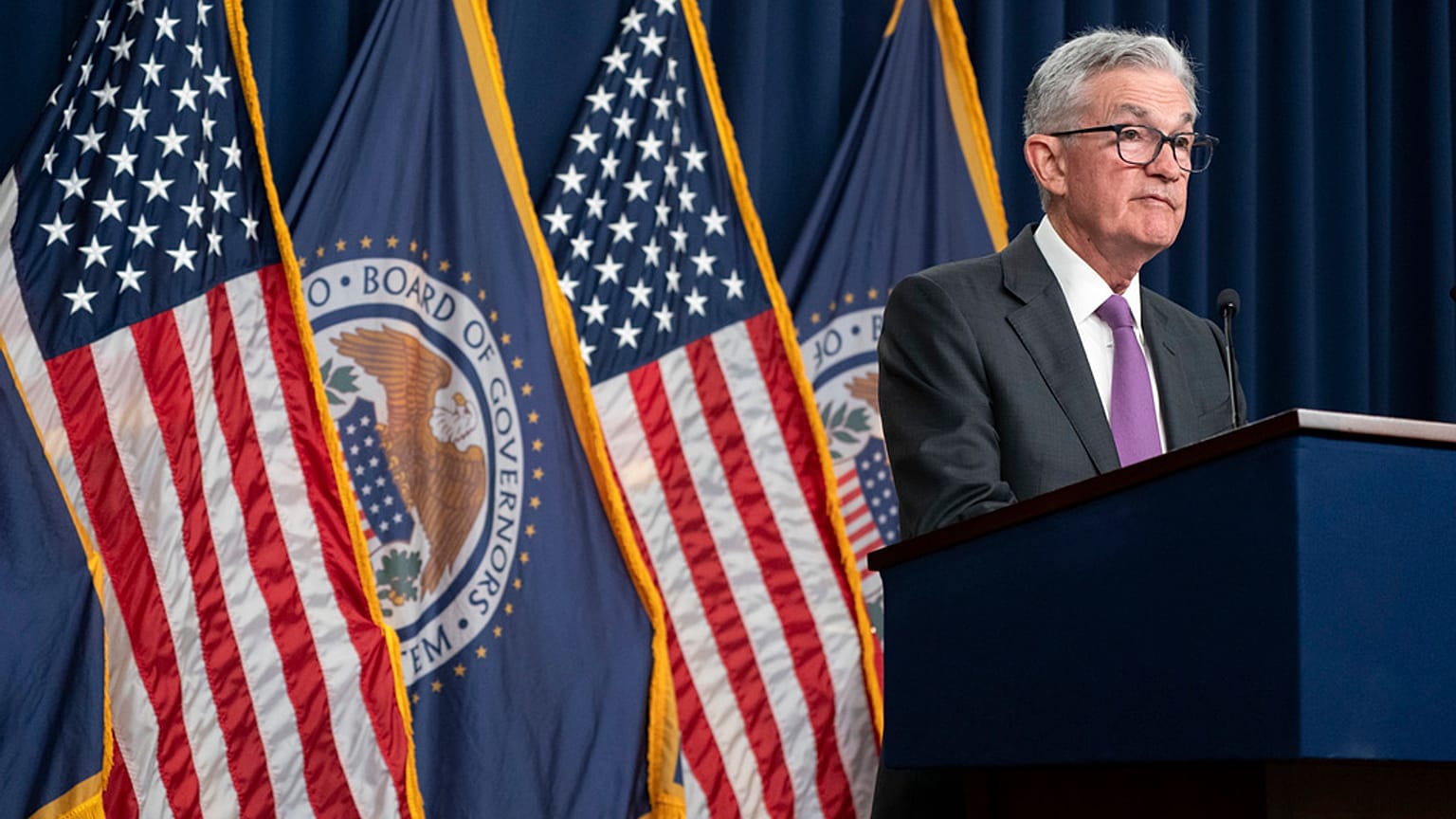 Jereom Powell, presidente della Federal Reserve americana. (Washington, 26.7.2023)