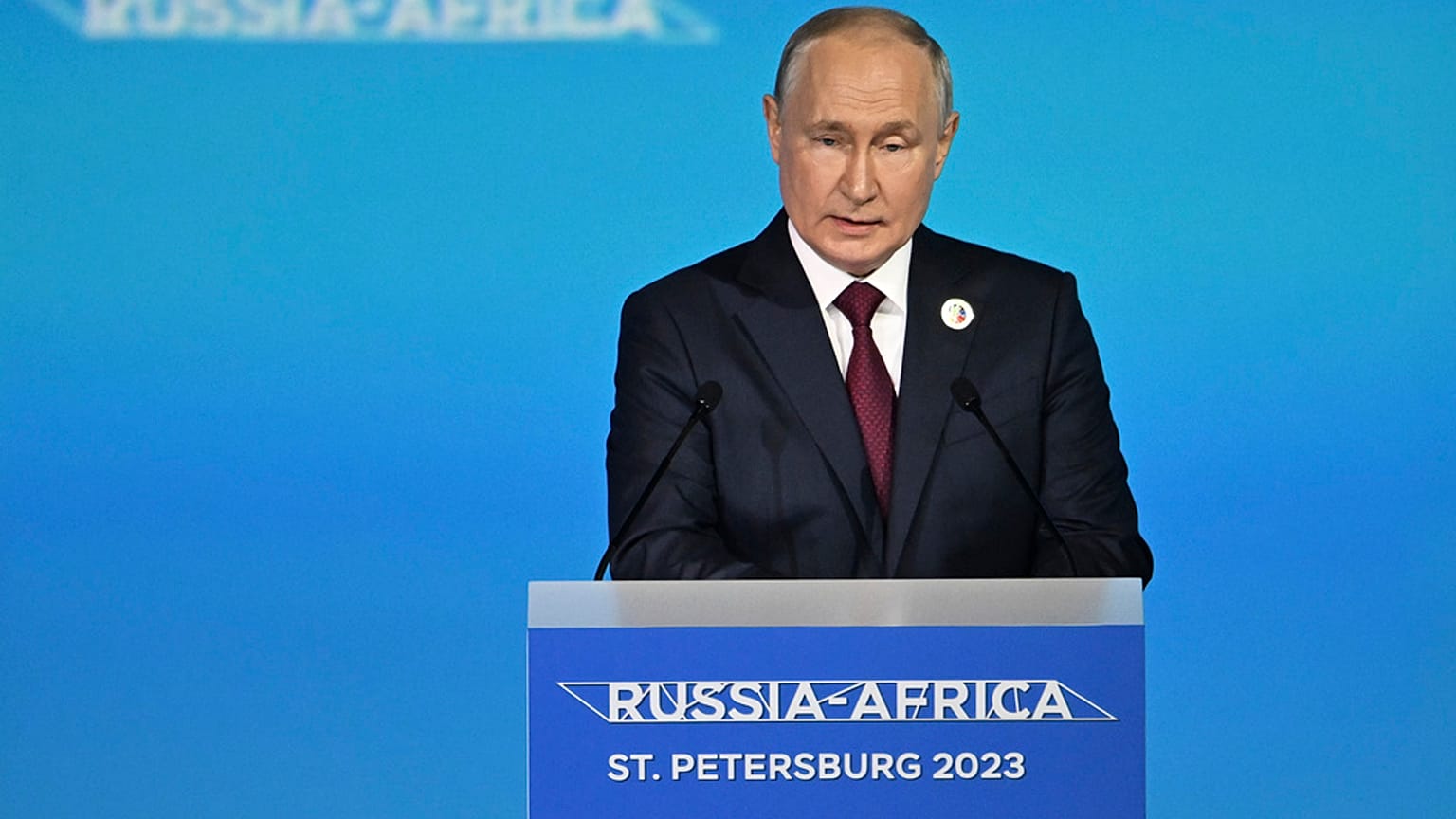 Presidente da Rússia, Vladimir Putin, na Cimeira Rússia-'Africa, em São Petersburgo