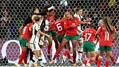 المنتخب المغربي النسوي لكرة القدم خلال مشاركته في كا العالم للسيدات بأستراليا ضد منتخب ألمانيا