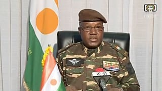 In this image taken from video provided by ORTN, Gen. Abdourahmane Tchiani makes a statement Friday, July 28, 2023, in Niamey, Niger.