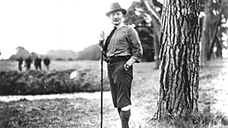 Lord Robert Baden-Powell on Brownsea Island during his experimental camp in August, 1907