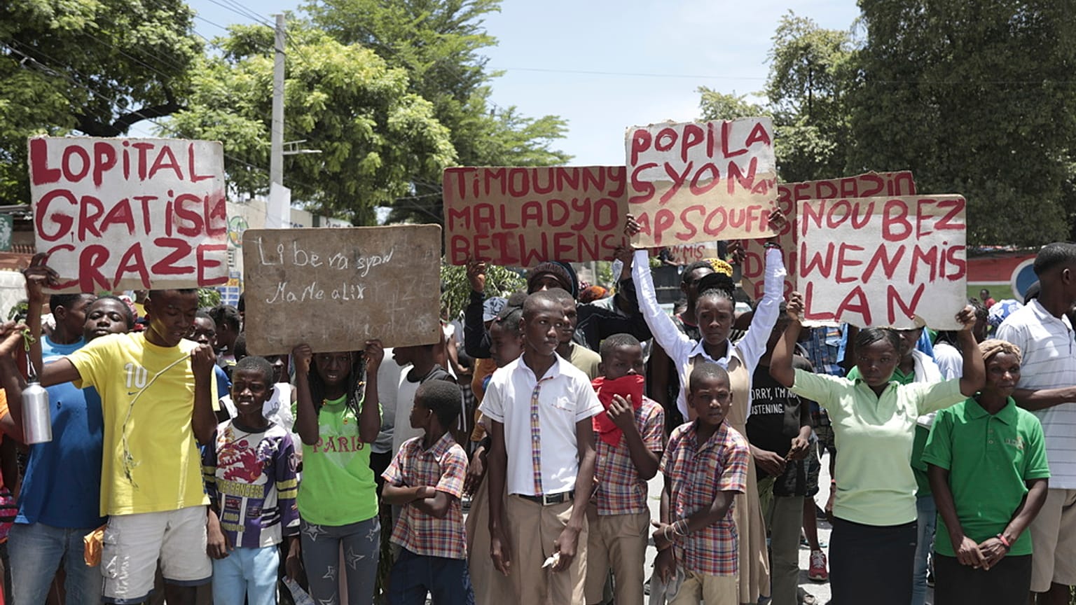 Demonstration für die US-Krankenschwester in Port-au-Prince am 31. Juli 2023