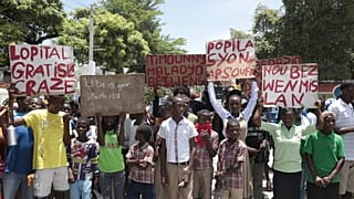 Demonstration für die US-Krankenschwester in Port-au-Prince am 31. Juli 2023