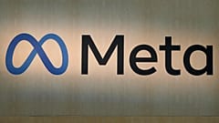 A Meta sign is displayed at the company's booth at the Game Developers Conference 2023 in San Francisco