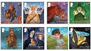 The stamps celebrate Terry Pratchett's defining work, the Discworld saga. 