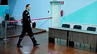 المعارض الروسي نافالني أثناء جلسة استماع شمال شرق موسكو، روسيا.