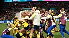 Schwedische Jubeltraube nach dem Viertelfinaleinzug in Melbourne
