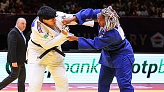 En +78 kg, Romane Dicko a remporté une finale 100% française face Julia Tolofua lors du Masters de Budapest, en Hongrie, dimanche 6 août 2023.