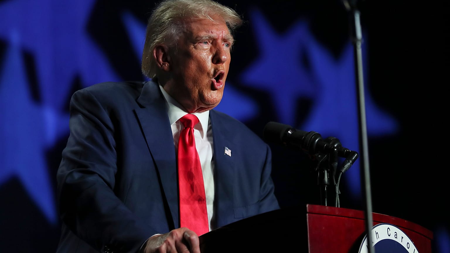 Former President Donald Trump speaks during the 56th annual Silver Elephant Gala in Columbia, S.C., Saturday, Aug. 5, 2023