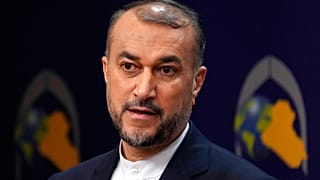 وزير الخارجية الإيراني حسين أمير عبد اللهيان يتحدث خلال مؤتمر صحفي مع نظيره العراقي فؤاد حسين خلال زيارته لبغداد، العراق، الأربعاء 22 فبراير 2023