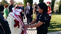 Georgiens Präsidentin Salome Surabischwili bei der Gedenkveranstaltung