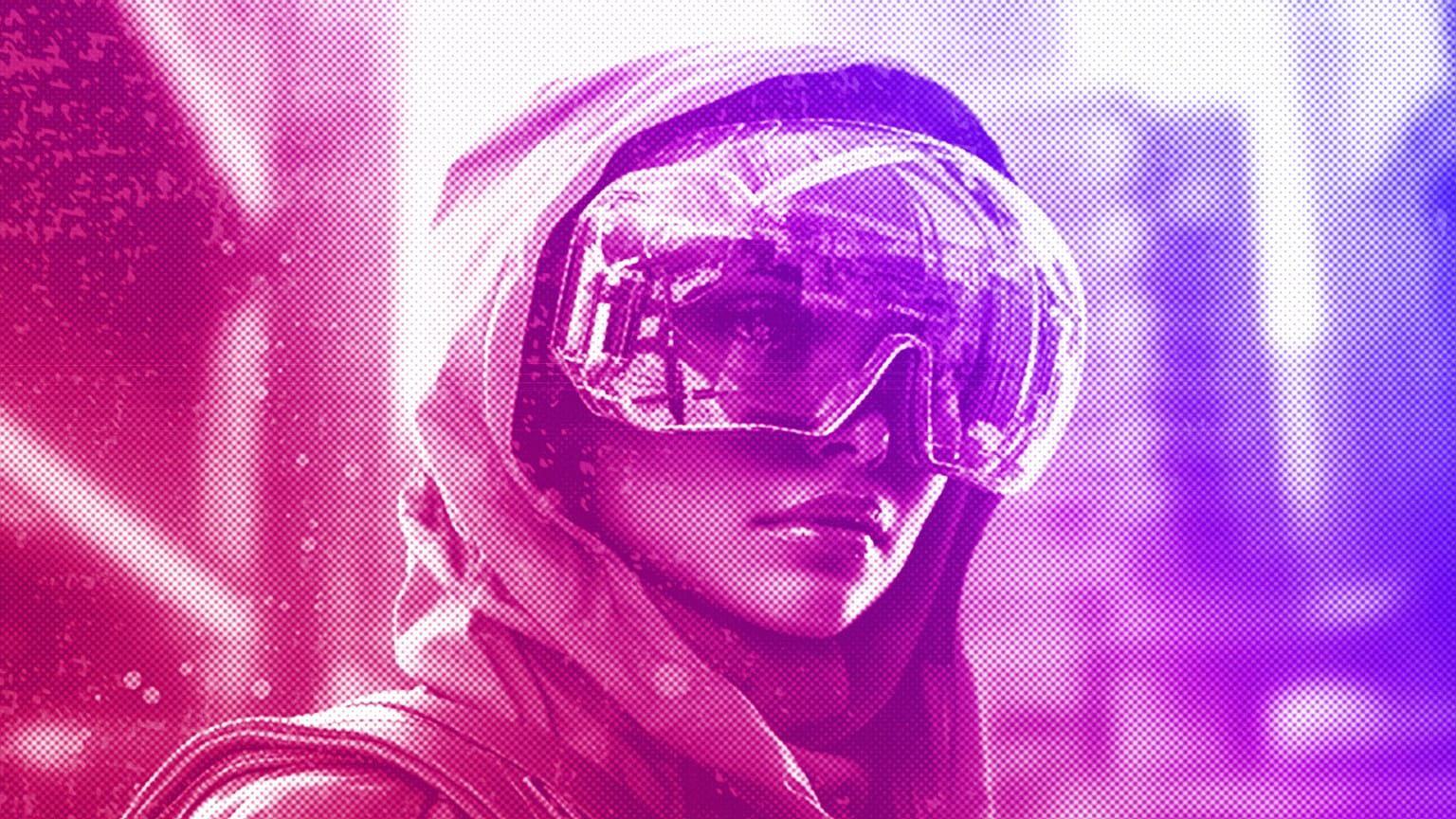 An illustration of a person wearing an AI-augmented device