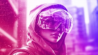 An illustration of a person wearing an AI-augmented device