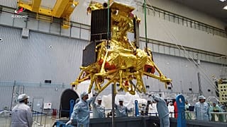 Image shows the Luna-25, a lunar landing craft that Russia is planning to launch to the Moon this week.