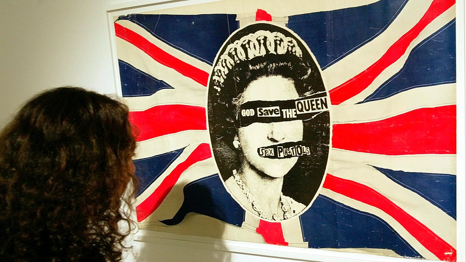 Sex Pistols' God Save The Queen flag, designed by Jamie Reid 