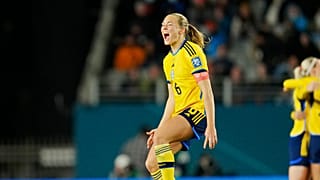 Die Schwedin Magdalena Eriksson bejubelt den Halbfinaleinzug