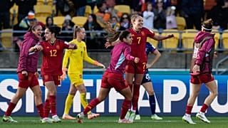 L'Espagne célèbre sa victoire après prolongation lors du quart de finale du Mondial de football féminin contre les Pays-Bas à Wellington, Nouvelle-Zélande, le 08 août 2023.