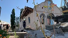 Eine Kirche in Saporischschja wurde von russischen Raketen beschädigt.