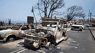 Wildfire wreckage is seen Wednesday, Aug. 9, 2023, in Lahaina, Hawaii