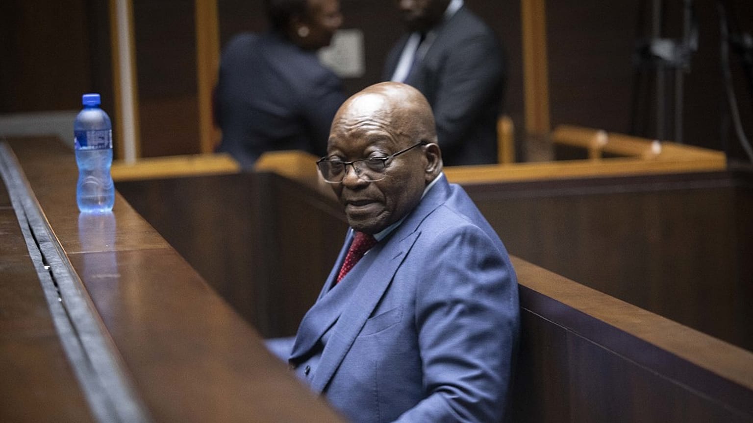 L'ancien président sud-africain Jacob Zuma comparaît devant la Haute Cour de Pietermaritzburg à Pietermaritzburg, en Afrique du Sud, le 17 avril 2023.
