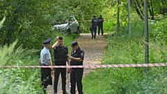  the side of the wreckage of the drone felled near Moscow, Russia