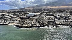 Teljesen leégett területek Lahainában, Maui szigetén