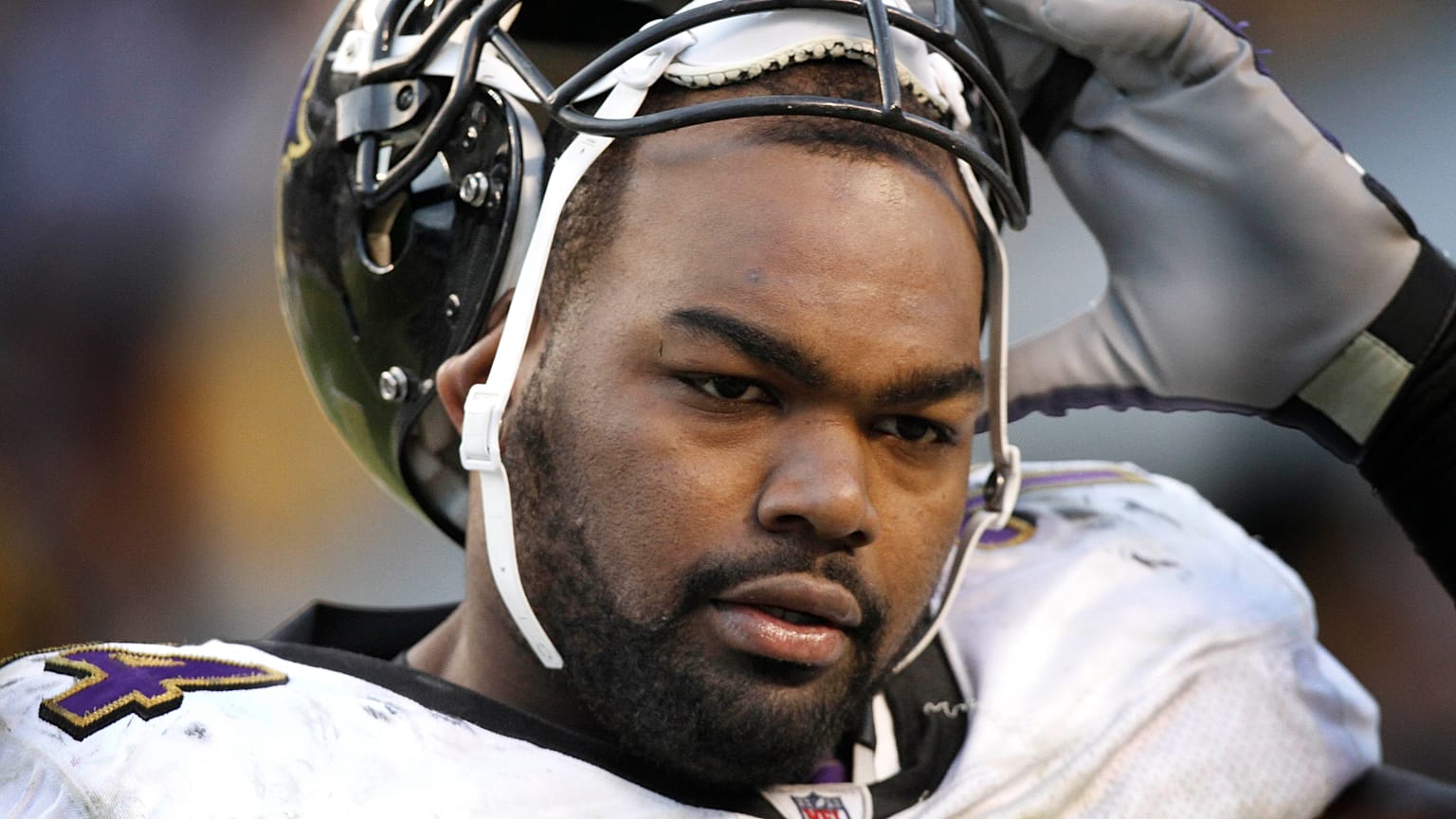 Michael Oher playing for the Baltimore Ravens in 2009