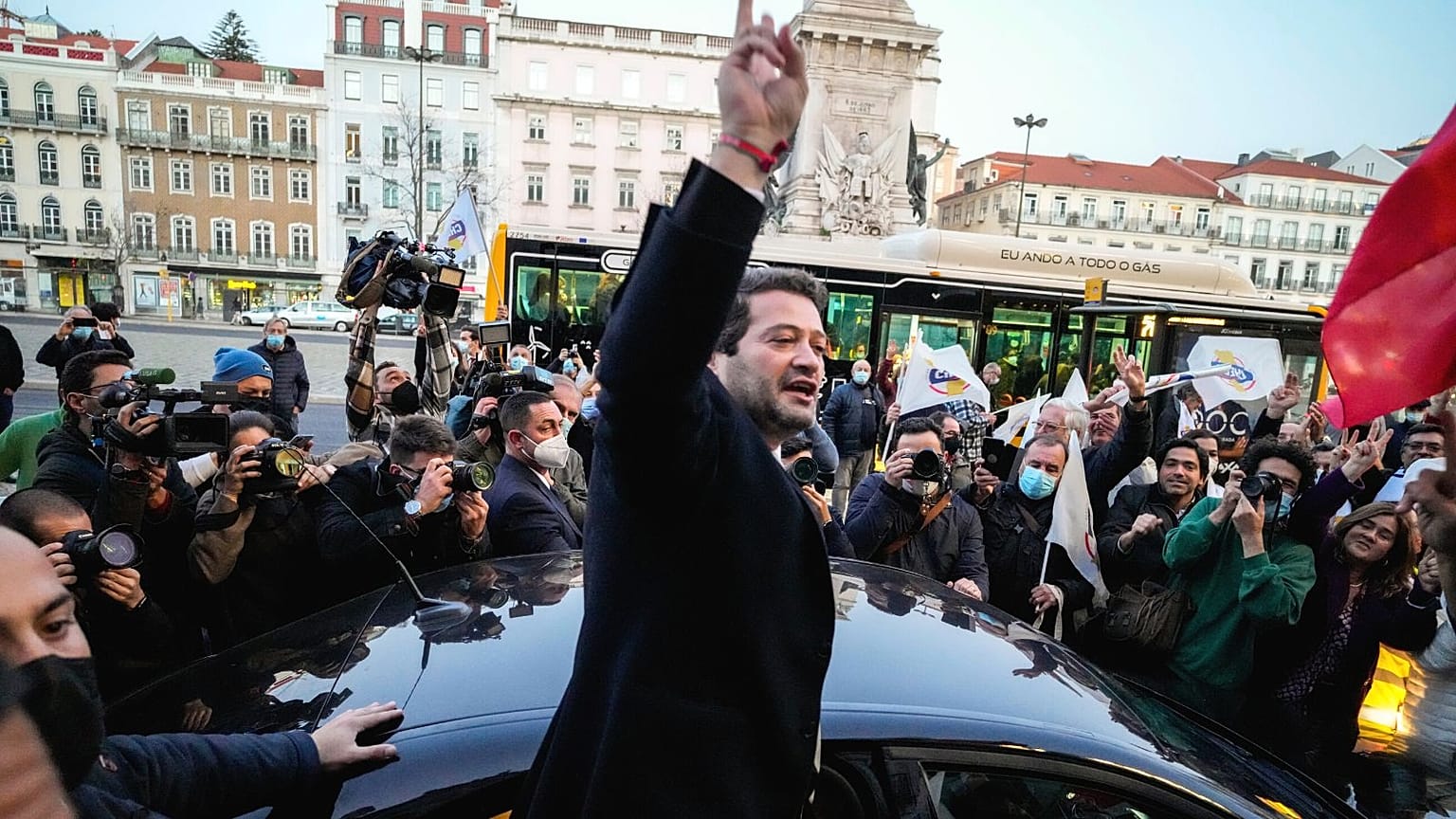 André Ventura, líder do Chega, em campanha no centro de Lisboa, em janeiro de 2022