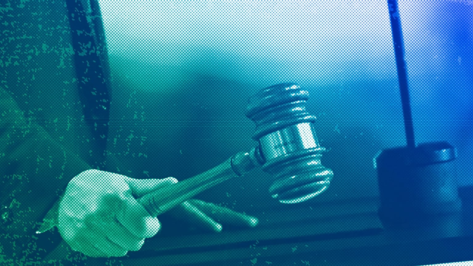 A judge uses a gavel, illustration