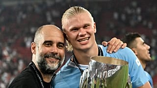 Manchester City Teknik Direktörü Pep Guardiola ve yıldız oyuncu Erling Haaland 