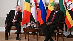FILE - Russian President Vladimir Putin & South African President Cyril Ramaphosa, St Petersburg June 2023 