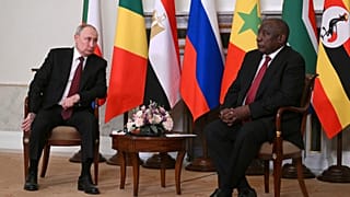 FILE - Russian President Vladimir Putin & South African President Cyril Ramaphosa, St Petersburg June 2023 