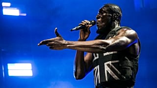 Singer Stormzy performs on the third day of Glastonbury Festival at Worthy Farm, Somerset, England, Friday, June 28, 2019. 